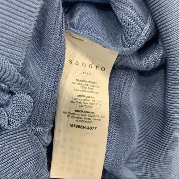 Sandro Barba Ruffle Trim Cardigan Knit Women Large UK 3 VGC knit Sweater Classic - Picture 7 of 11